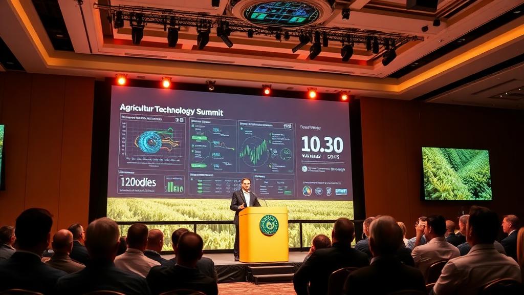 GRŌ:FARM speaking at an agriculture technology summit